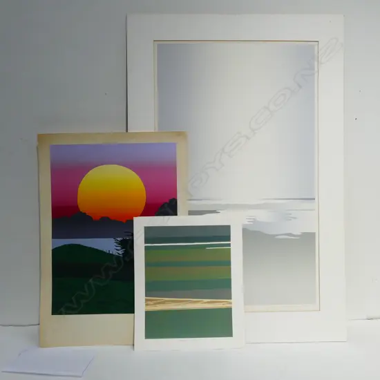 NZ LANDSCAPE SCREENPRINTS INCL. MALCOLM WARR / PETER LAMBERT - LARGEST 750 X 455MM