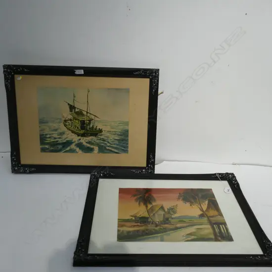PR ASIAN W/C'S FISHING BOAT & SUNSET LANDSCAPE
