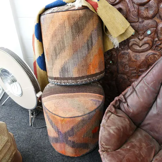 PAIR KELIM COVERED OTTOMAN