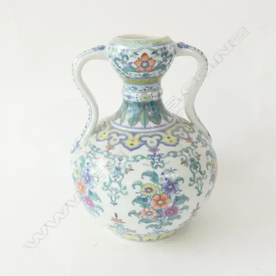 CHINESE GOURD SHAPED VASE w YONGZHENG 6 CHARACTER REIGN MARK H.260mm