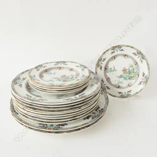 17 PCE SPODE 'LANDSCAPE' 2 DINNER PLATES, 9 LUNCH PLATES, 6 SIDE PLATES