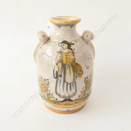 SPANISH MAJOLICA TWO HANDLE VASE  240 MM