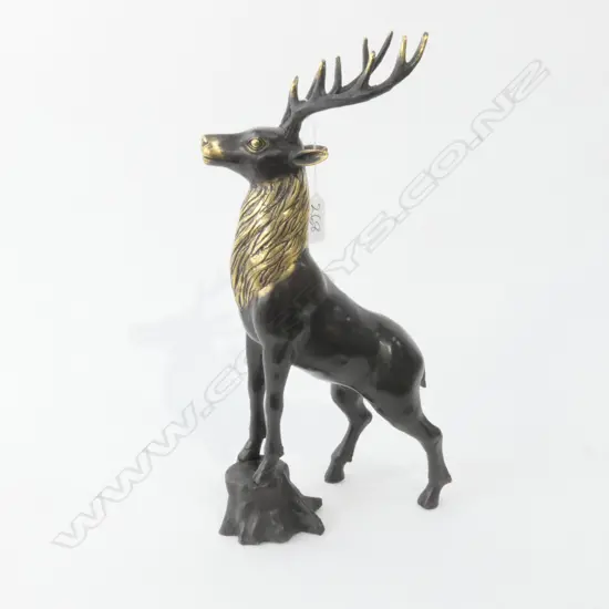 CAST BRONZE OF A STAG WITH POLISHED ANTLERS H 370 MM