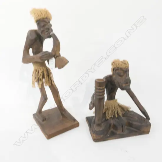 2 CARVED WOODEN TRIBAL FIGURES  H 340 MM 