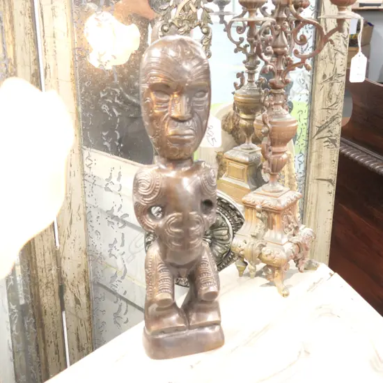 CAST BRONZE MAORI TEKOTEKO FIGURE H 350 MM