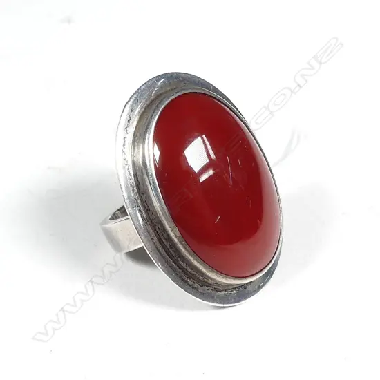 LG 925 S/SILVER & CARNELIAN RING, UK SIZE L-M, TOTAL WEIGHT 12GM