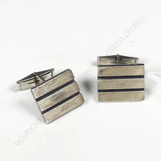 PR HEAVY S/SILVER RECTANGULAR CUFFLINKS, STAMPED INDISTINCTLY, TOTAL WEIGHT 20GM