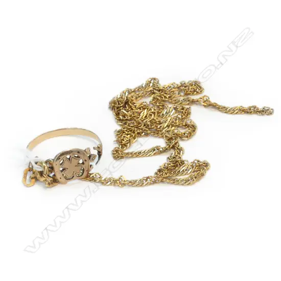 9CT GOLD CHAIN A.F & 9CT RING A.F 5.1GMS