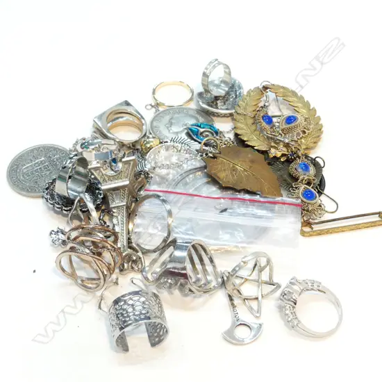 ASST SILVER PLATE RINGS, EARRINGS, ETC