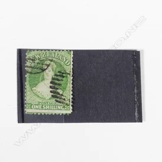 NZ 1864 1 SHILLING GREEN FULL FACE QUEEN PERF
