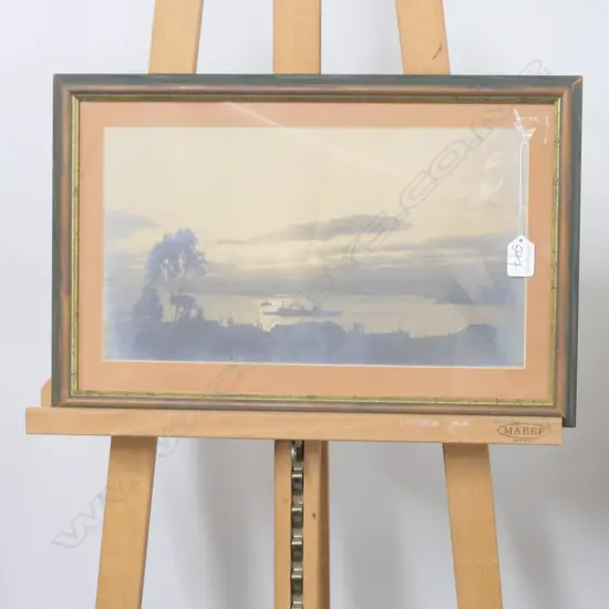 FRAMED PHOT OF H.M.S NEW ZEALAND IN WELLINGTON HARBOUR /RESTORATION 380 X 210