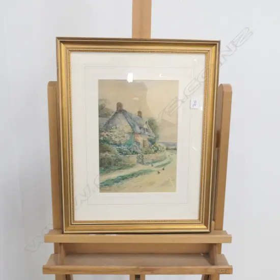 A. MOLYNEUX STANNARD COTTAGE WATERCOLOUR IN GILT FRAME - FRAME 580 X 460MM