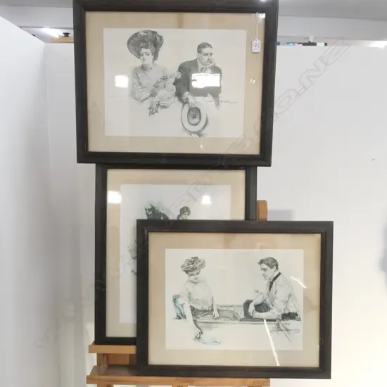 SET 3 HARRISON FISHER EARLY 20THC STYLISH WOMEN PRINTS