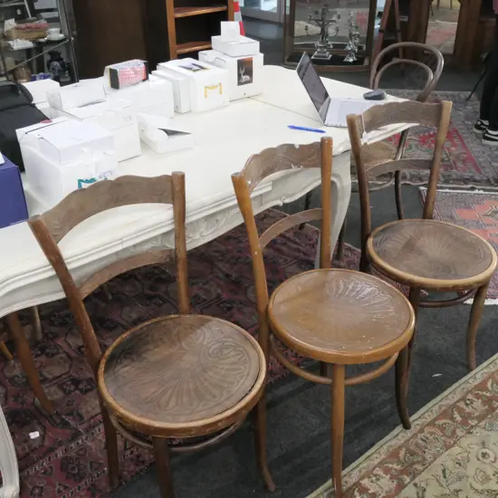 HARLEQUIN SET OF 8 BENTWOOD CHAIRS (require minor attention)