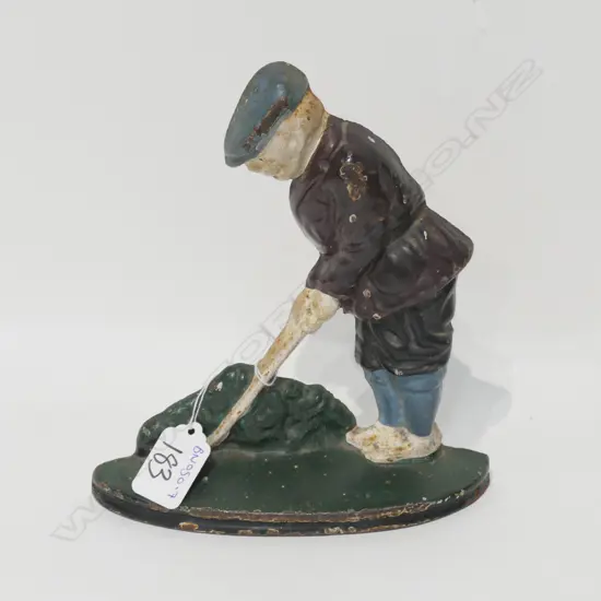 CAST IRON MAN GOLFING DOOR STOP H. 180MM