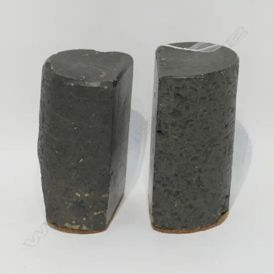 TWO OLD STONE CORE SAMPLE BOOKENDS 'GRANBY'