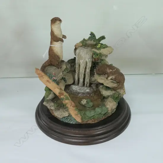 BORDER FINE ARTS OTTERS WITH WATERFALL--RESIN