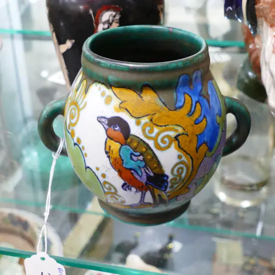 SM HAND PAINTED GOUDA VASE - SIGNED 