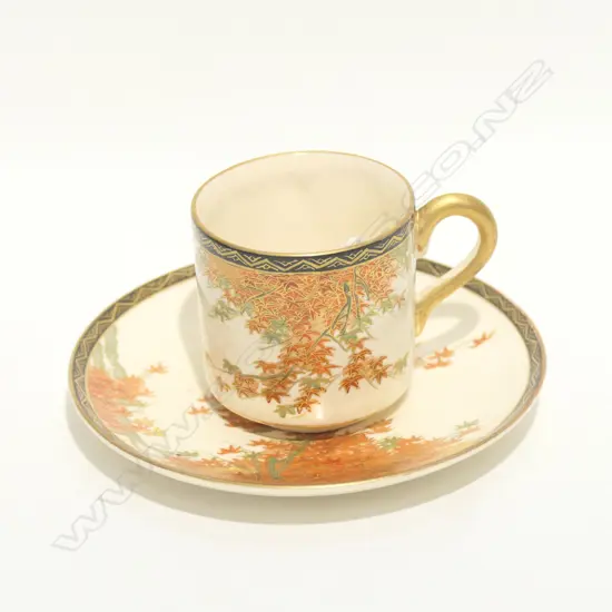 C.1900 FINE JAPANESE SATSUMA COFFEE CAN & SAUCER