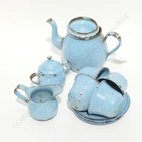 ANTIQUE ENAMEL CHILD'S TEASET