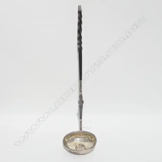 STG SILVER GEORGIAN COIN INLAY TODDY LADLE L 330 MM