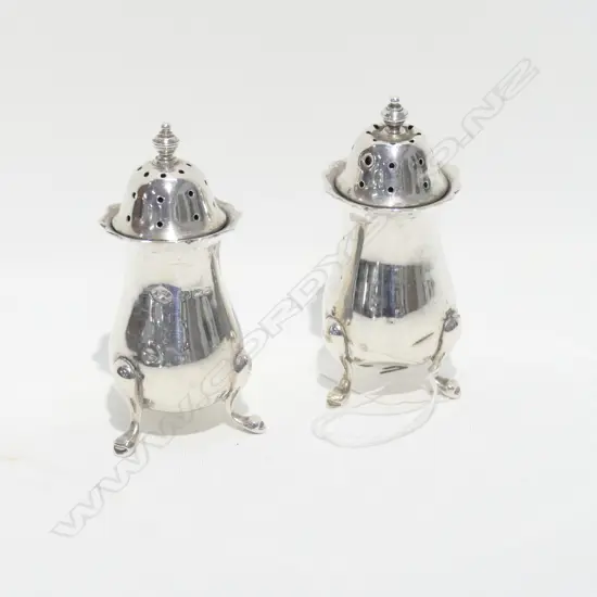 PAIR SILVER SHAKERS BIRMINGHAM 1928