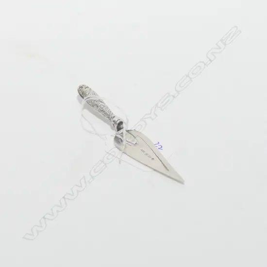 EDWARDIAN SILVER TROWEL SHAPE BOOK MARK, B'HAM 1908