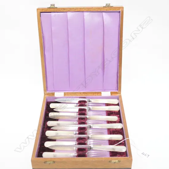  CASED STG SILVER +M.O.P 12 PC FRUIT SET B 1908