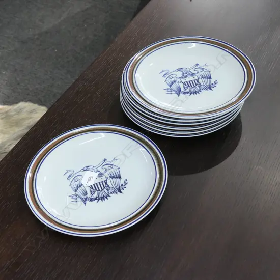 7 SALEM STONEWARE OHIO PLATES EAGLE CRESTED DESIGN