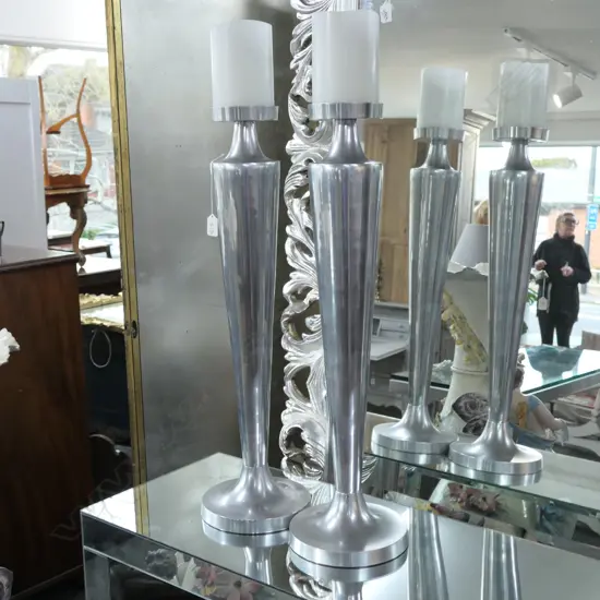 PR OF SILVER CANDLESTICKS W CANDLE BATTERY