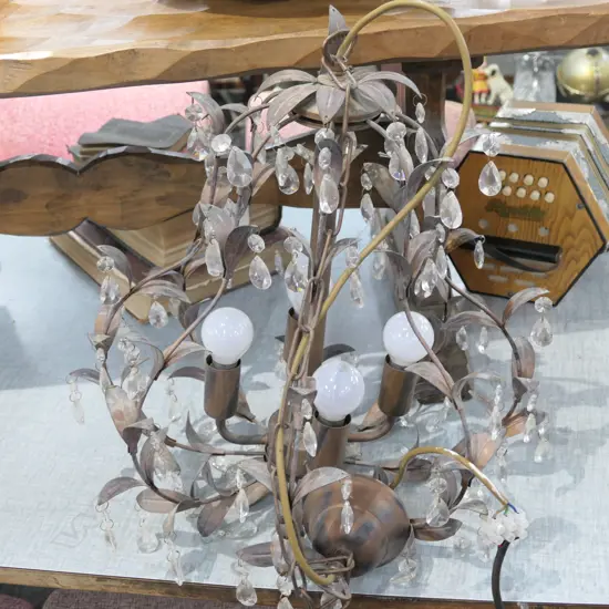 FRENCH 4X LIGHTS COPPER PAINTED CHANDELIER