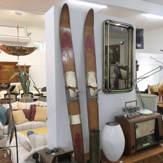 VINTAGE WOODEN WATER SKIS - RON MARKS 'BUCCANEER COMBO' L. 1720