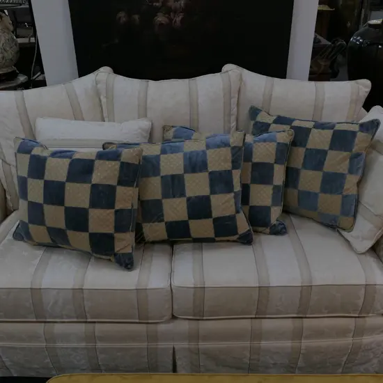 FOUR VELVET AND BROCADE CUSHIONS