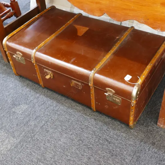 OLD LEATHERETTE & WOOD BOUND TRUCK