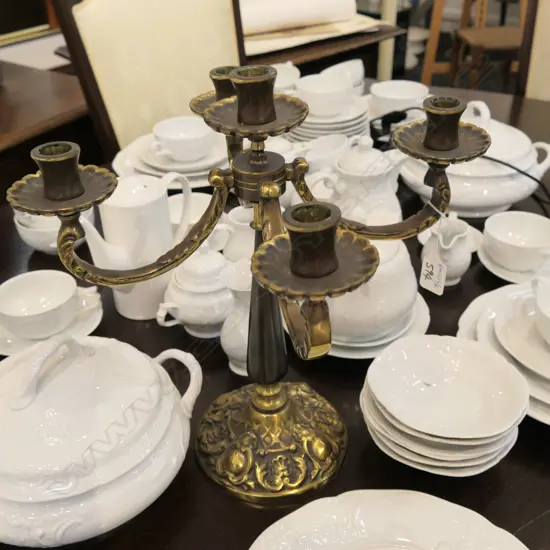 BRASS 4 BRANCH CANDELABRA H 380 MM 