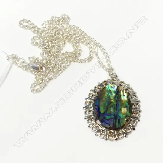 SILVER & PAUA PENDANT & CHAIN