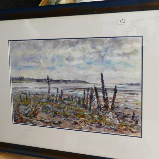 ESTUARY LANDSCAPE GOUACHE ON PAPER 340 X 525