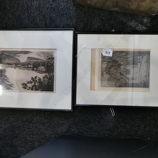 TWO FRAMED & SIGNED SMALL INK WORKS 