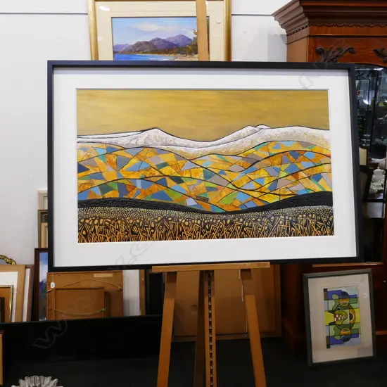 ESTHER DEXTER, ACRYLIC, 'PATCHED UP LANDS' (CENTRAL OTAGO) 2005