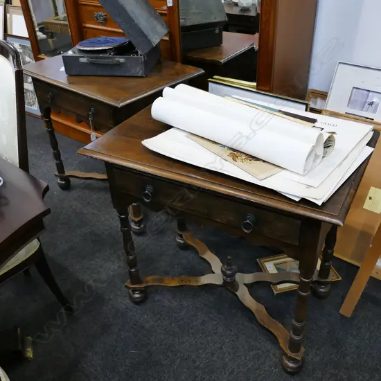 PAIR REPRODUCTION SPANISH STYLE TABLES 840MM W 760MM H