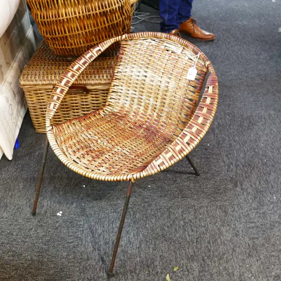 VINTAGE PLASTICISED CANE CHILDS 'COOLIE' CHAIR