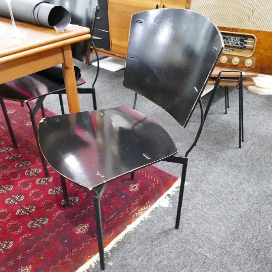 5 ARFLEX WOOD AND METAL CHAIRS AF 830MM H 430MM W