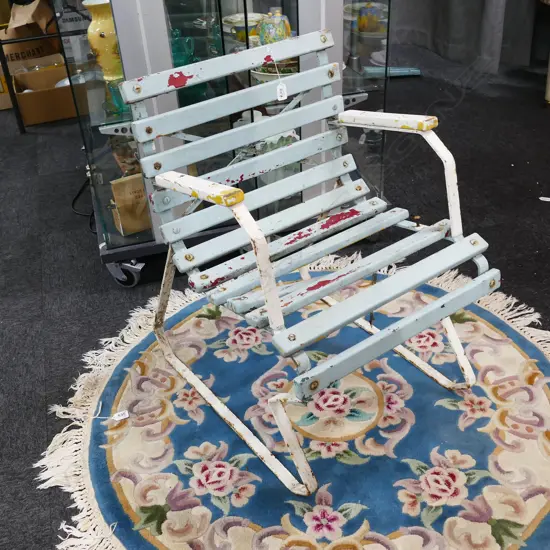 RETRO WOODEN SLATE GARDEN SEAT A/F