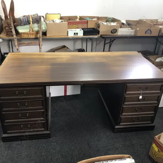 MAHOGANY TWIN PEDESTAL DESK 