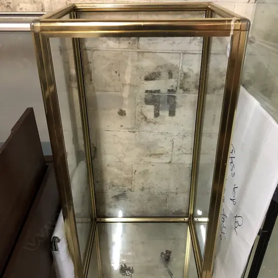 GOLD ALUMINIUM FRAMED UPRIGHT GLAZED DISPLAY CABINET