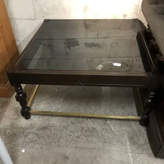 BRASS AND MAHOGANY SIDE TABLE