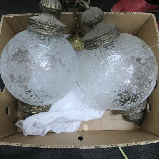 2 GLASS HANGING PENDANTS