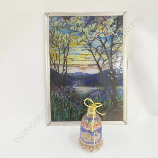 FAUX LEADLIGHT PANEL +VERSACE GLASS BELL H 330 MM