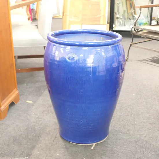 LARGE MORRIS AND JAMES BLUE PLANTER VASE 670MM H