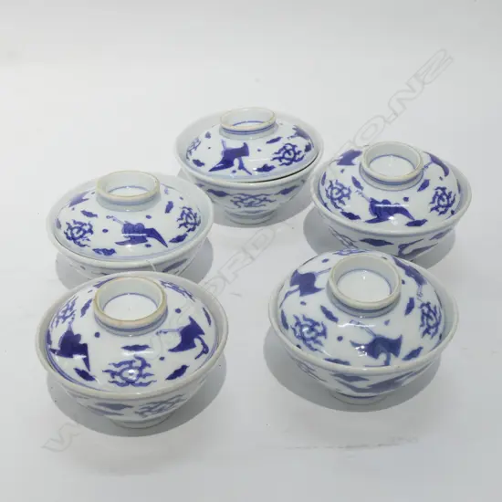 5 ORIENTAL LIDDED DISHES